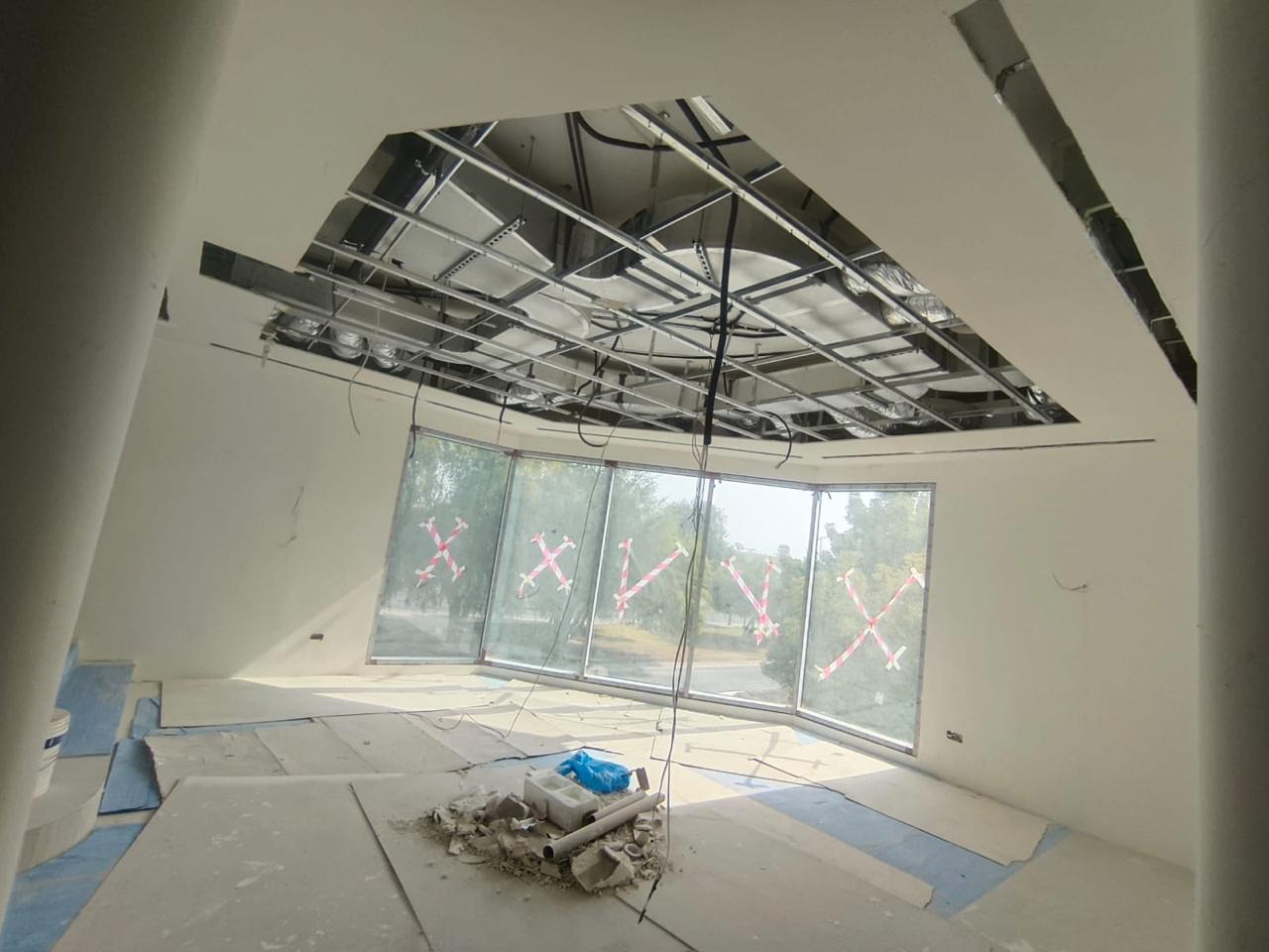 Ceiling grid and MEP rough-in with open framework