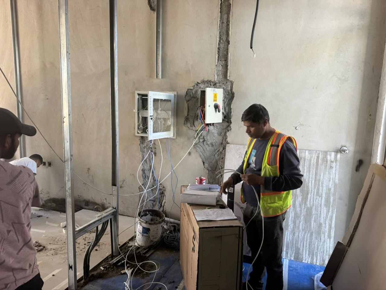Electrical wiring and panel installation on site