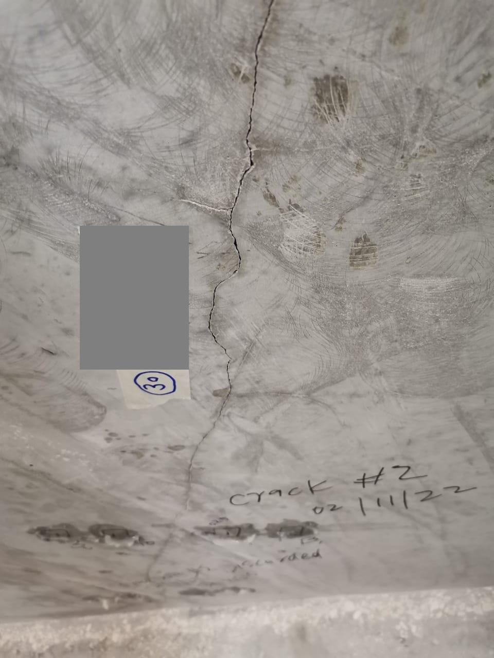 Crack survey and documentation on concrete ceiling