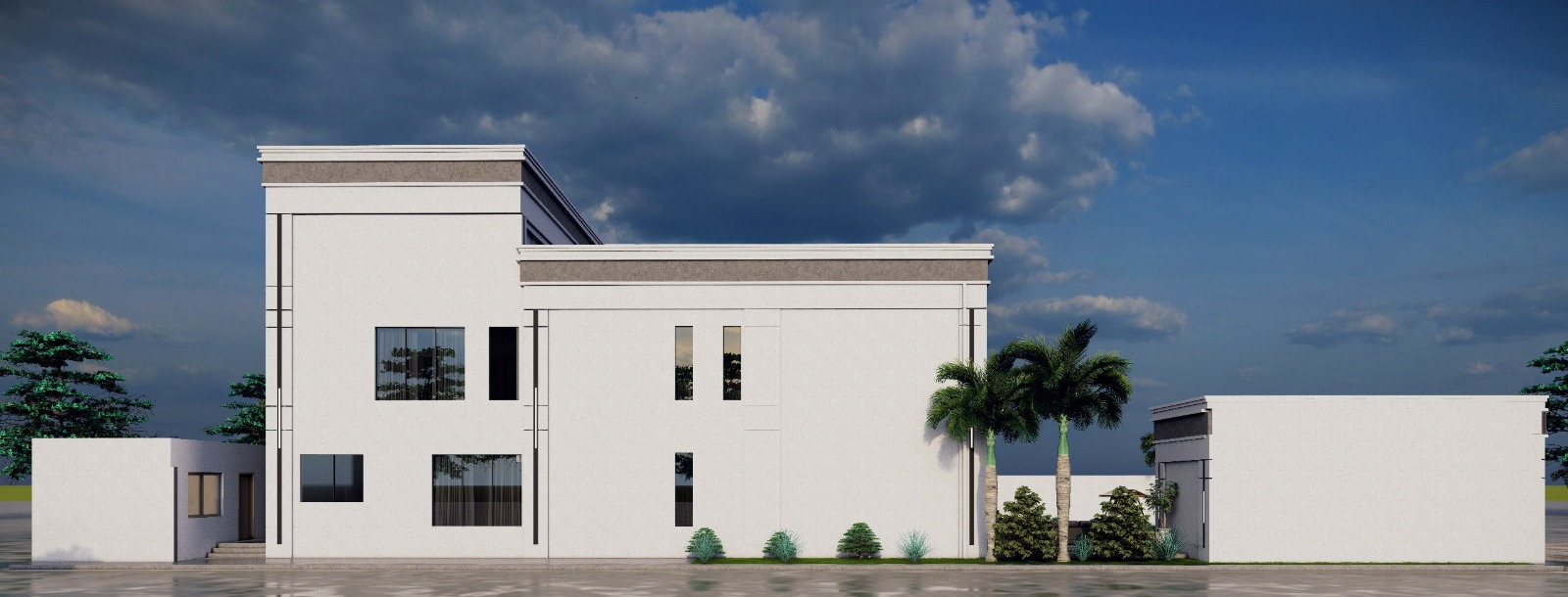 Rear elevation with boundary wall