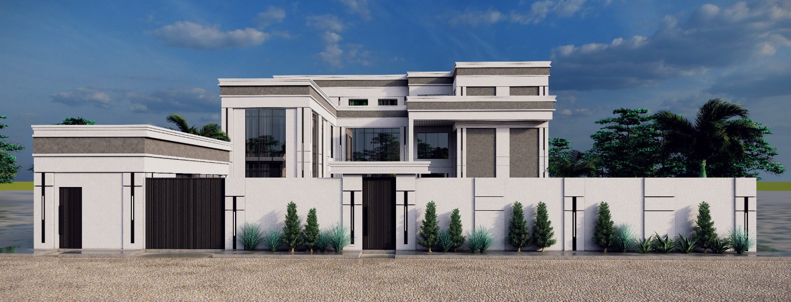 Street view with front landscaping