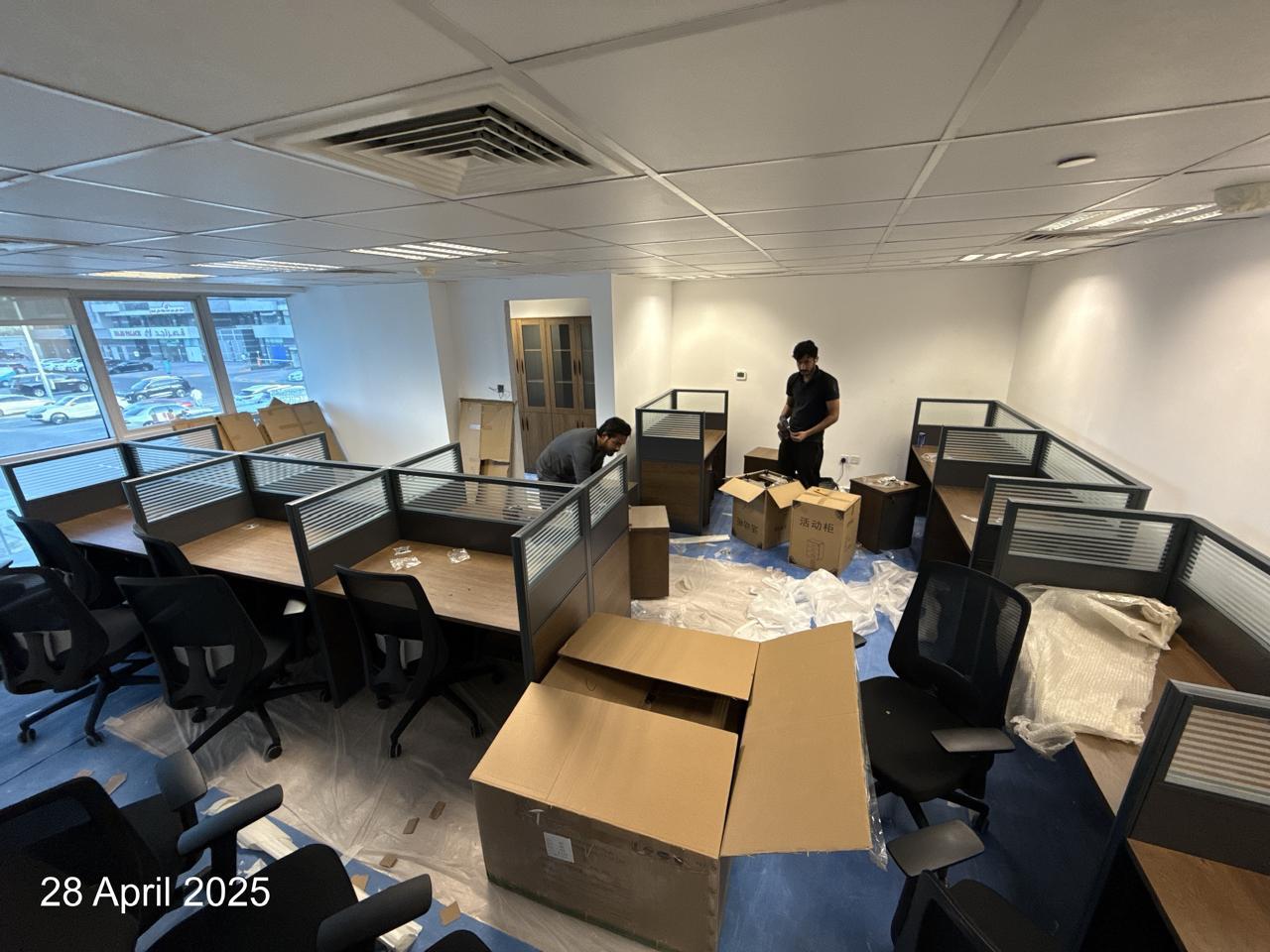 Office workstation assembly and cubicle setup