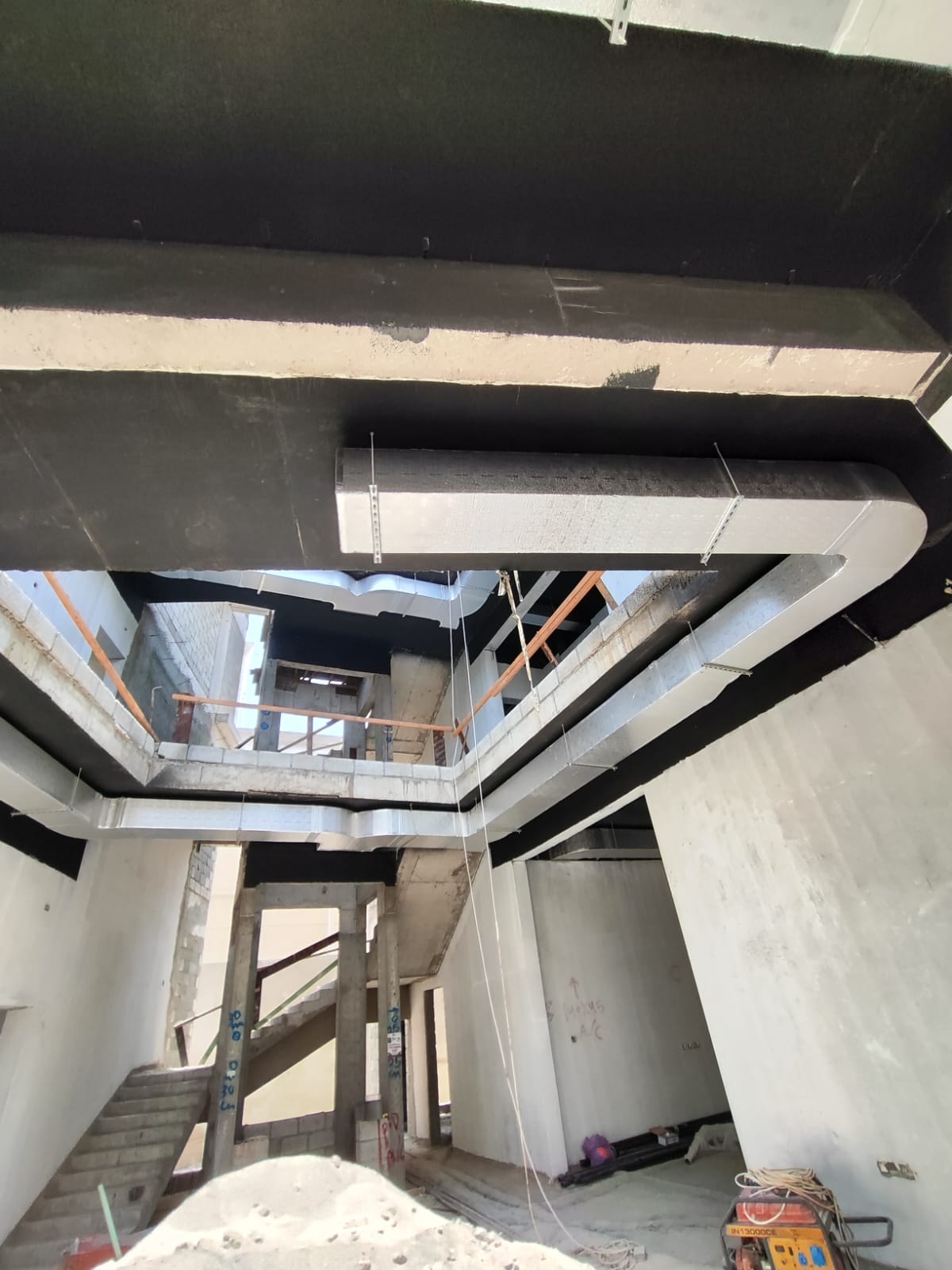 HVAC ductwork and insulation installation in villa