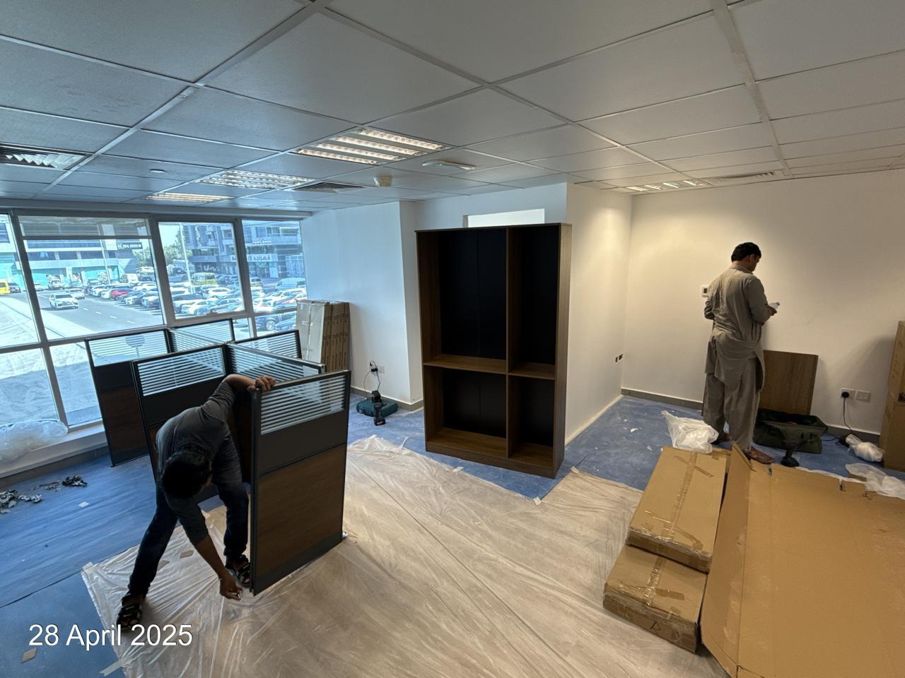 Office furniture unpacking and cabinet installation