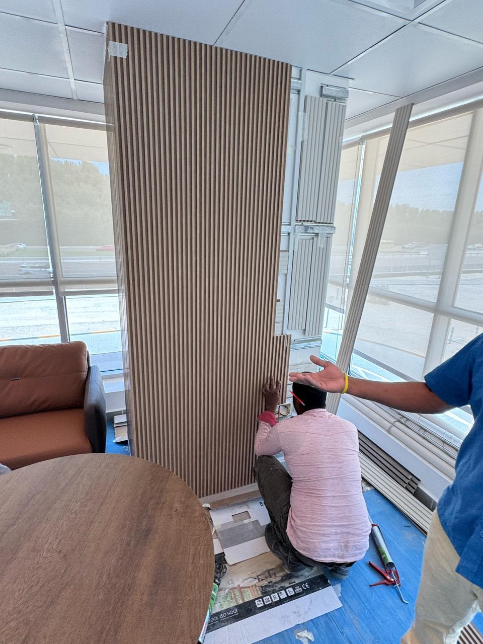 Wall paneling installation – office fit out Abu Dhabi