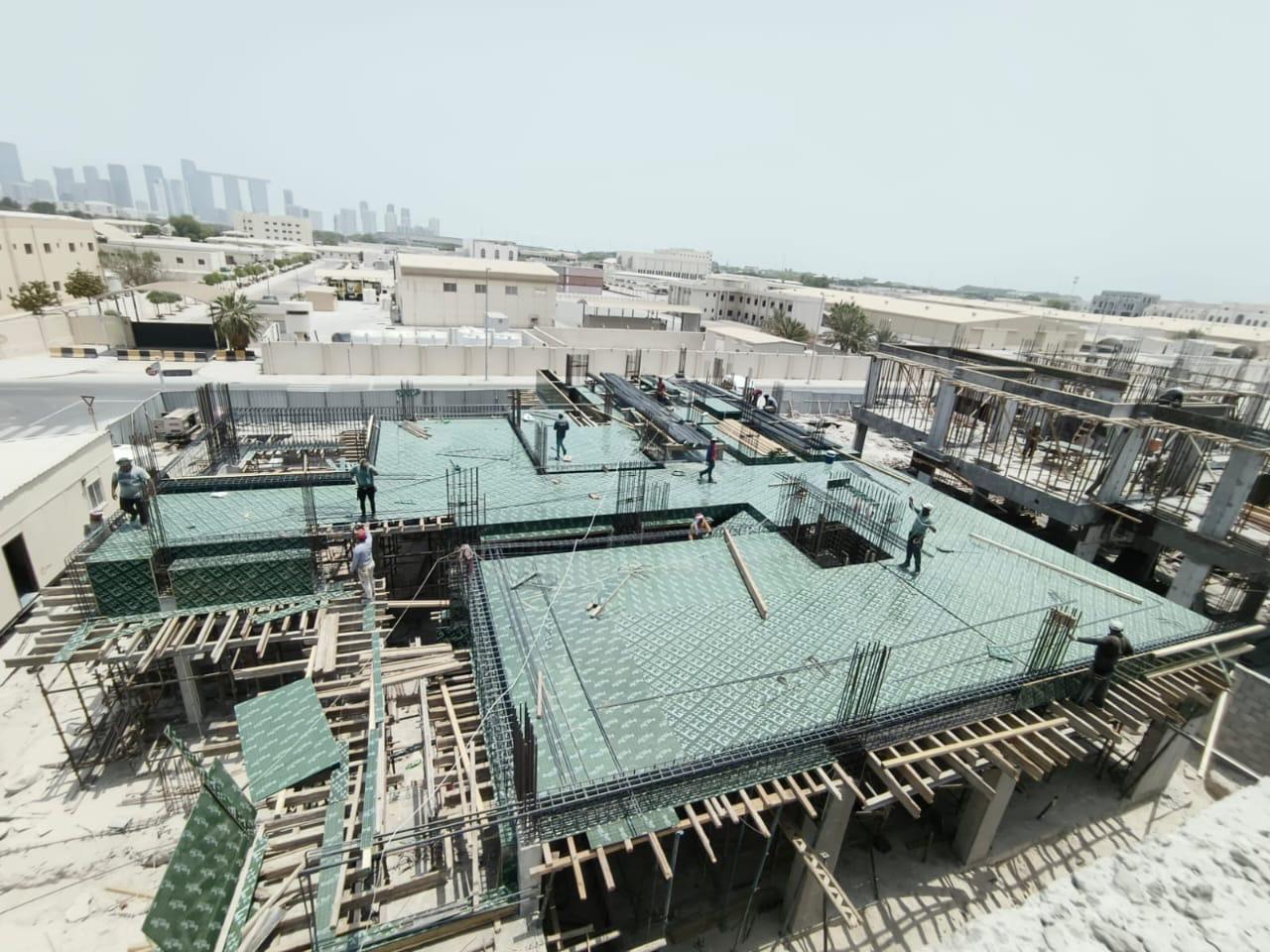 Elevated slab formwork and shoring aerial view