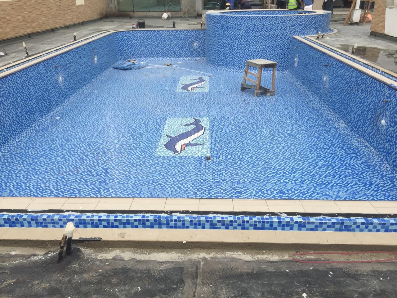 Swimming pool mosaic tiling installation Abu Dhabi
