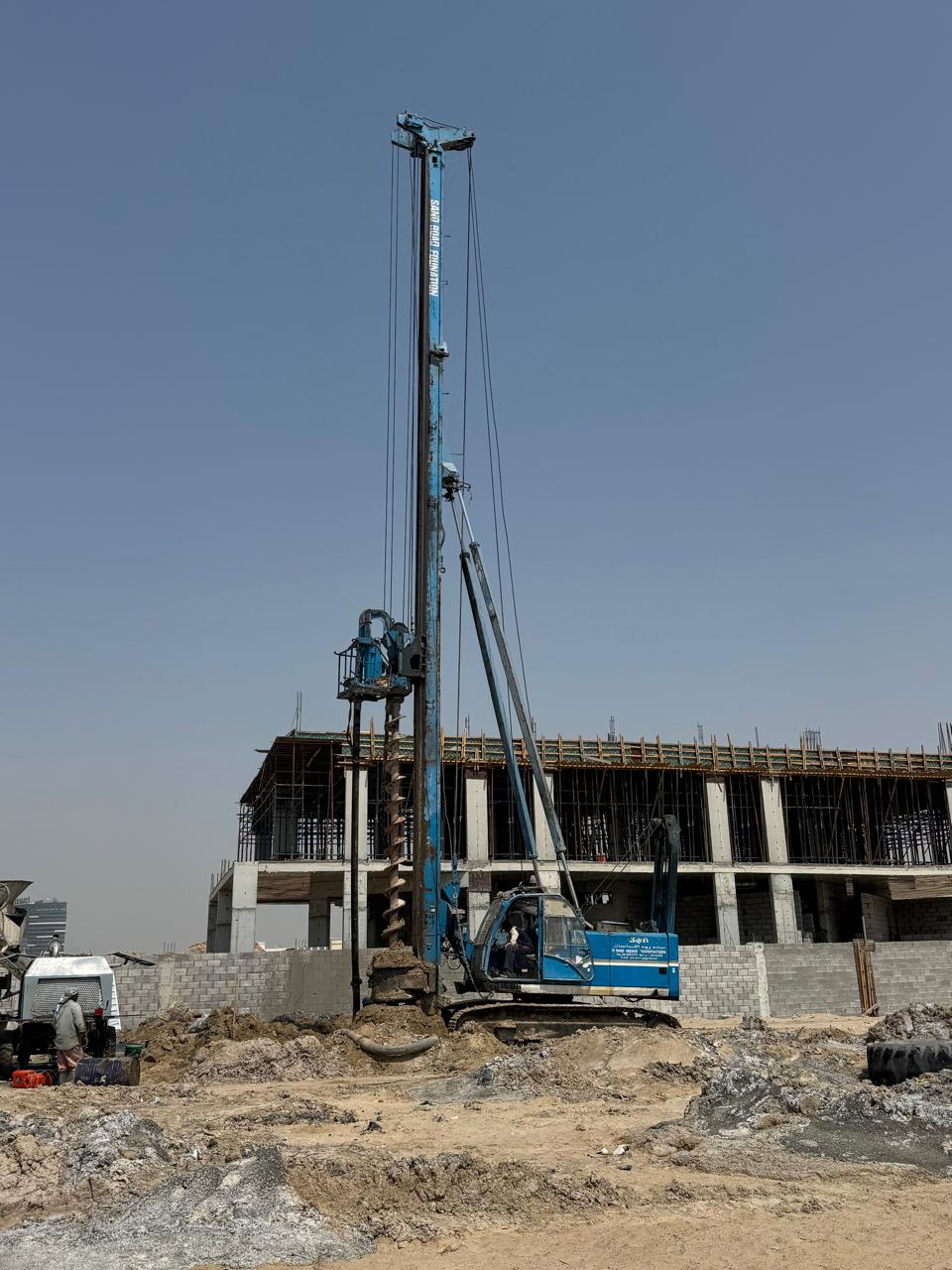 CFA piling rig drilling on construction site