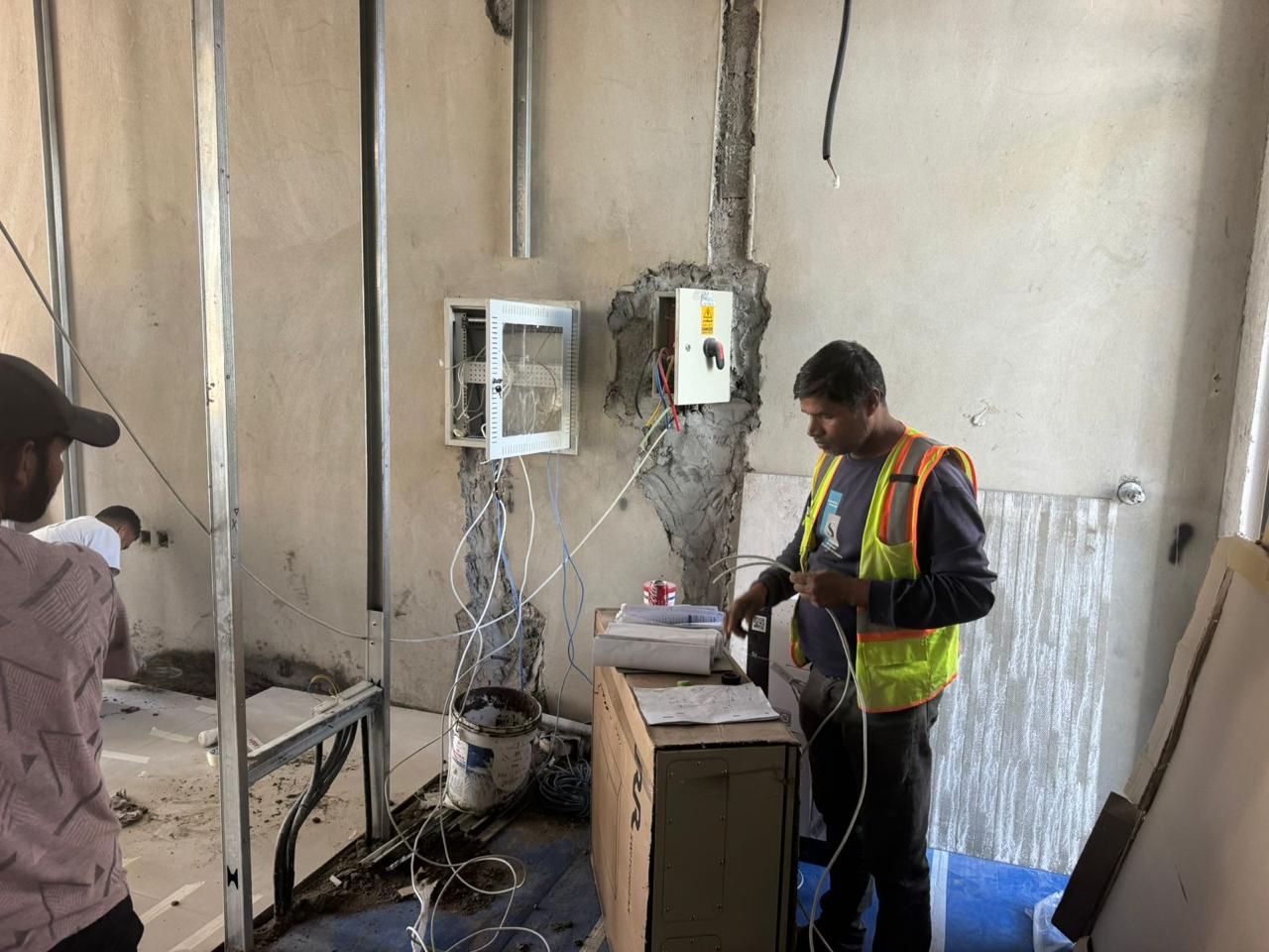 Electrical DB panel and cable termination by technician