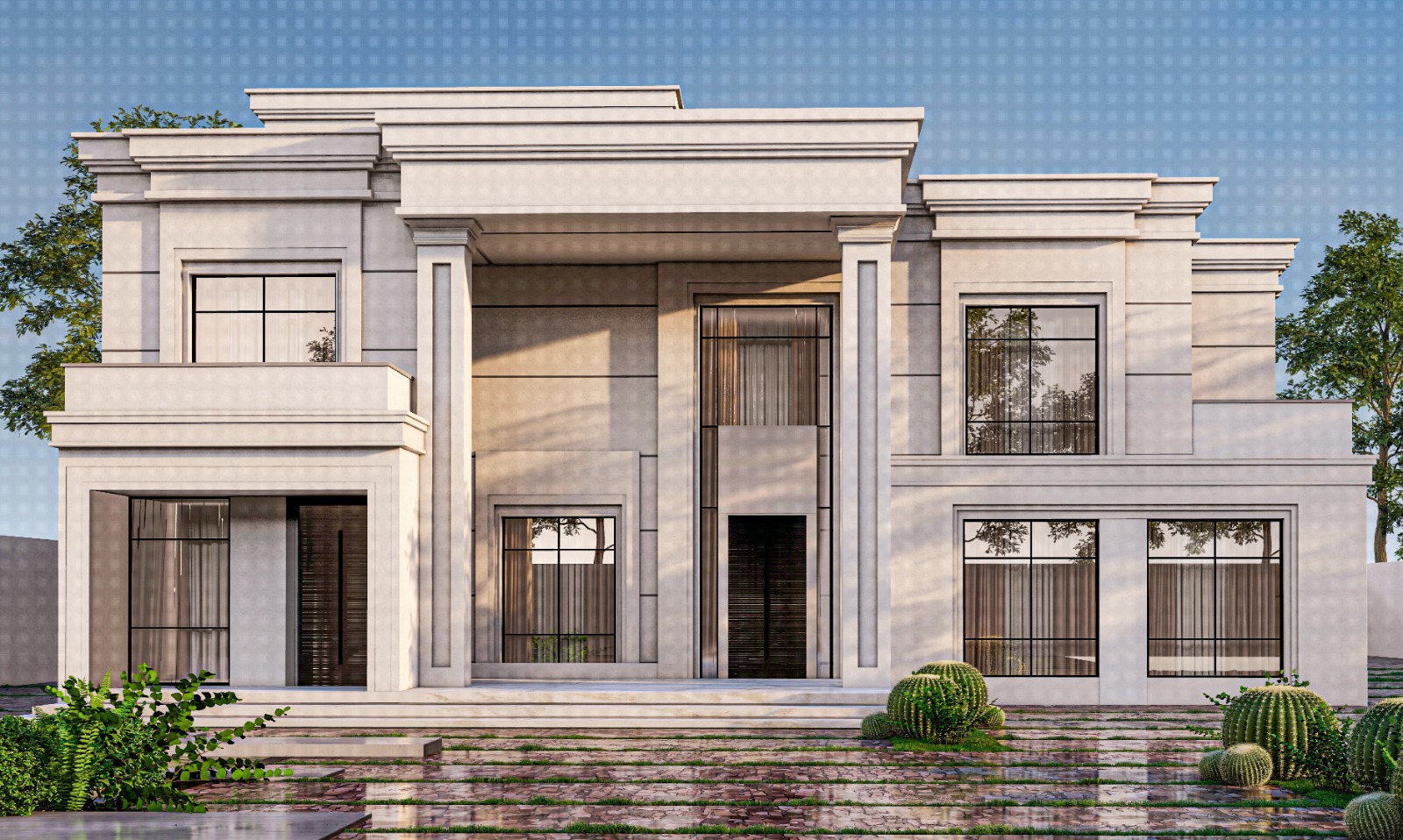 Modern villa exterior designed by Dream Way General Contracting Abu Dhabi