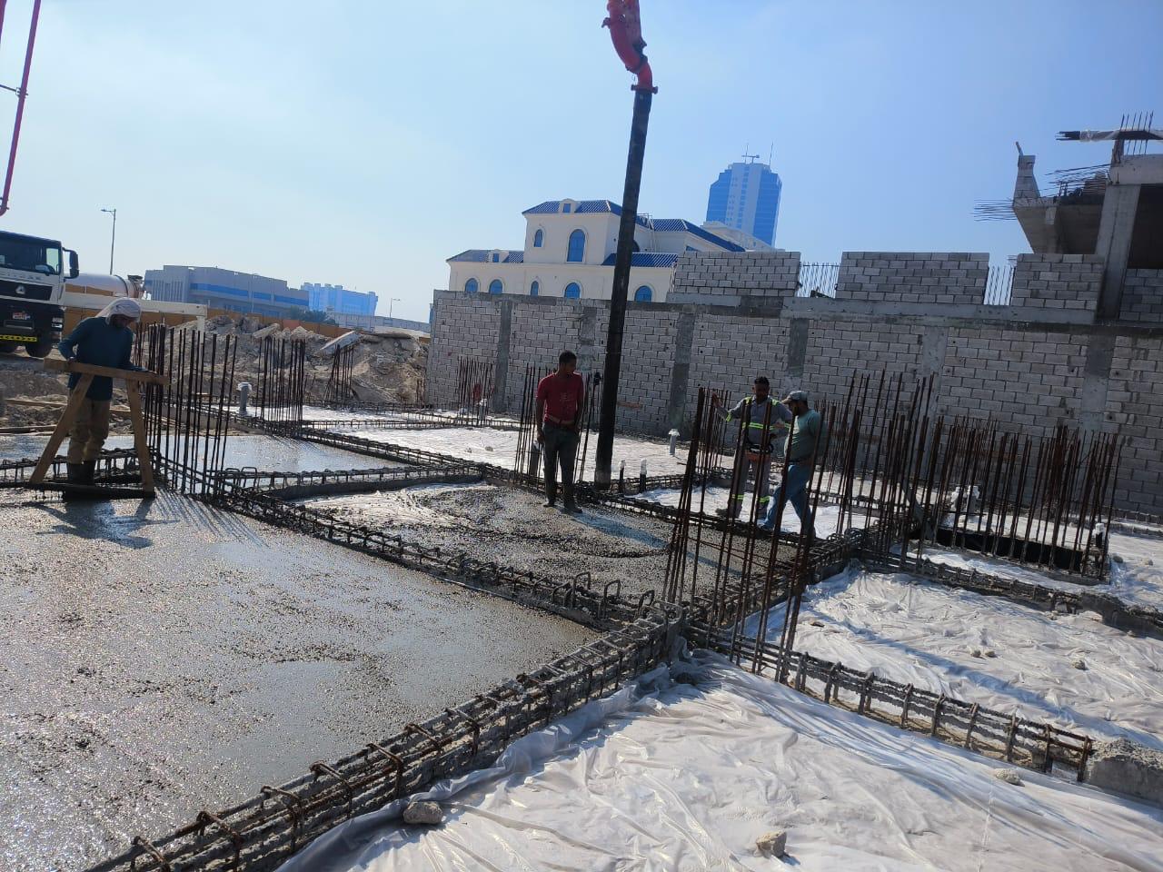 Concrete pour on construction site
