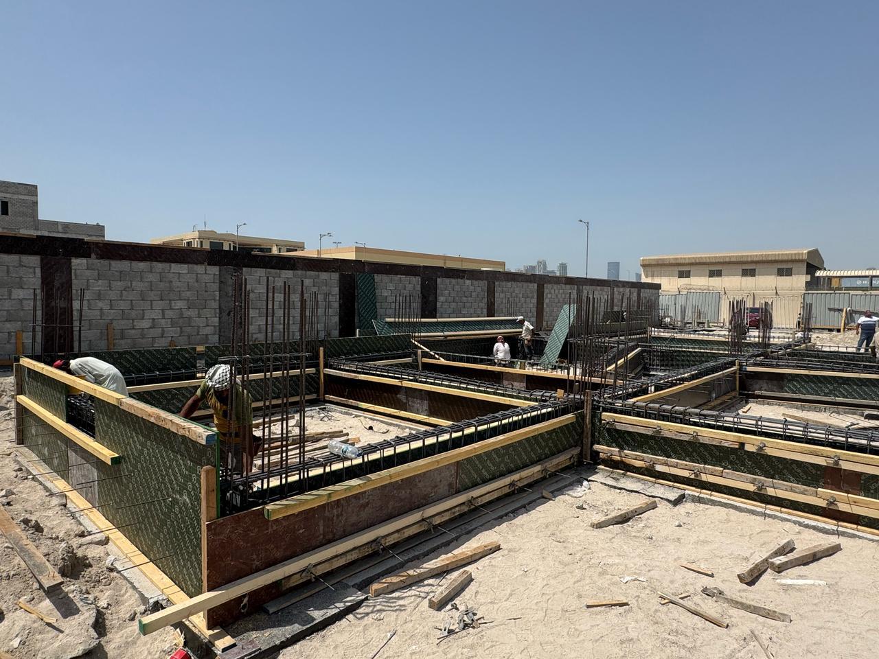 Foundation formwork and blockwork on villa site