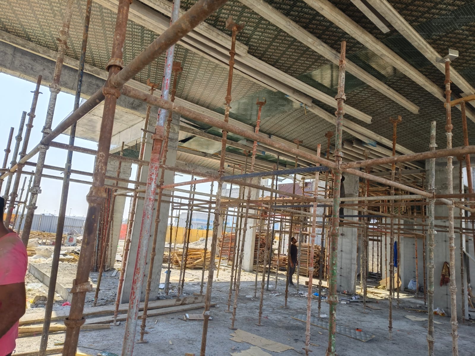 Concrete columns and site overview